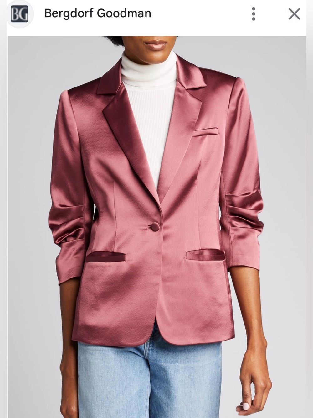 Cinq à Sept Le Petit Khloe Blazer Satin Ruched Sleeve Pink Size 2
